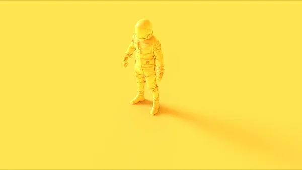 黄色宇航员宇航员宇航员高级乘员逃生服3D插图3D渲染 — 图库照片