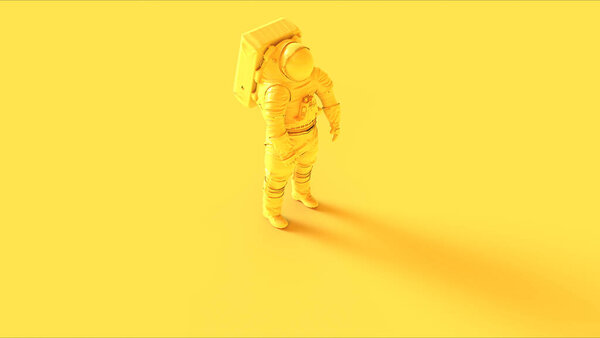 Yellow Spaceman Astronaut Cosmonaut 3d illustration 3d render