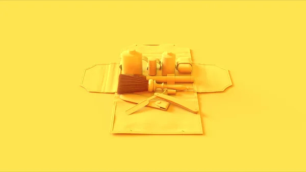 Yellow Flat Layout Mans Grooming Kit Illustratie Render — Stockfoto
