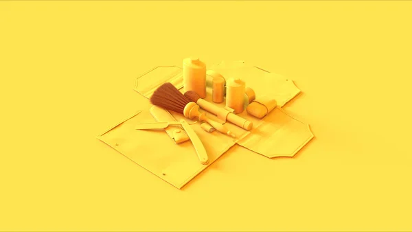 Diseño Plano Amarillo Mans Grooming Kit Ilustración Render — Foto de Stock
