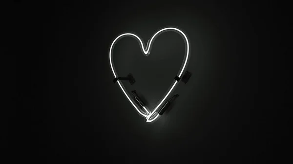 Neon Znak Serce Ilustracja Renderowania — Zdjęcie stockowe