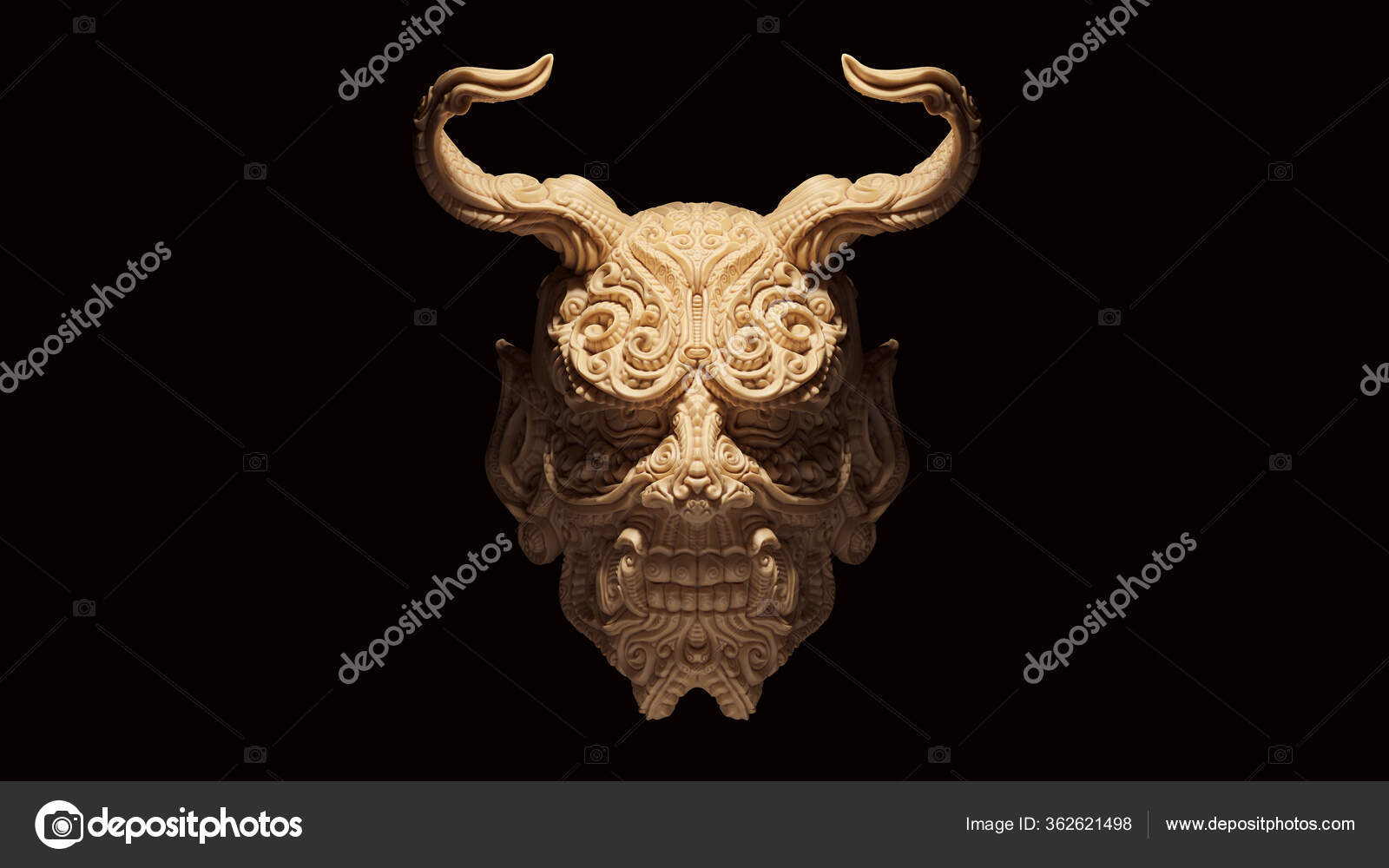 Oni Sino Japonés Folklore Máscara Blanco Crema Hueso Color Ogro fotografía de stock © 80sChild