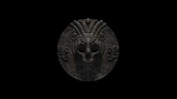 Antieke Skull Coin Dusty Iron Illustratie Render — Stockfoto