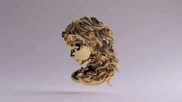 Gold Shiny Medusa 3D说明3D渲染 — 图库照片