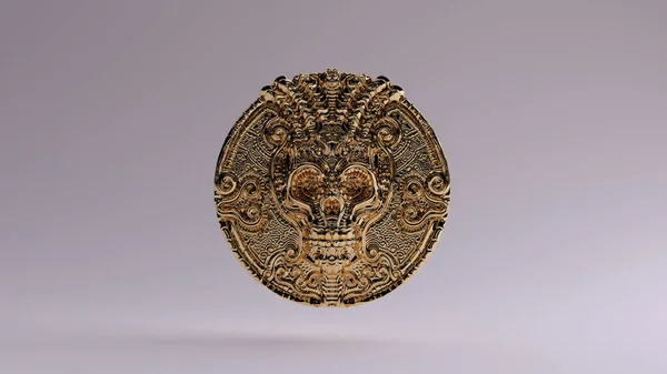 Moneda Cráneo Oro Antiguo Ilustración Render —  Fotos de Stock