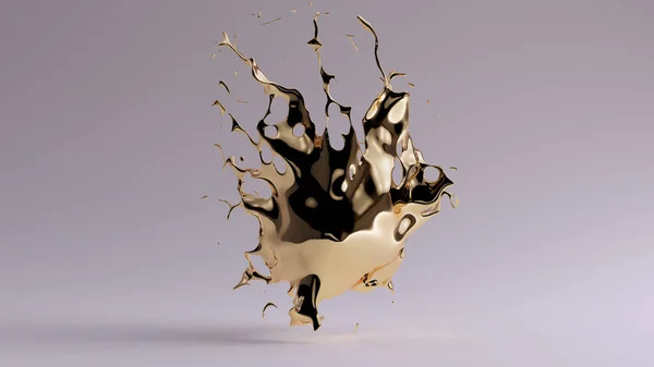 Splash Oro Lucido Illustrazione Rendering — Foto Stock