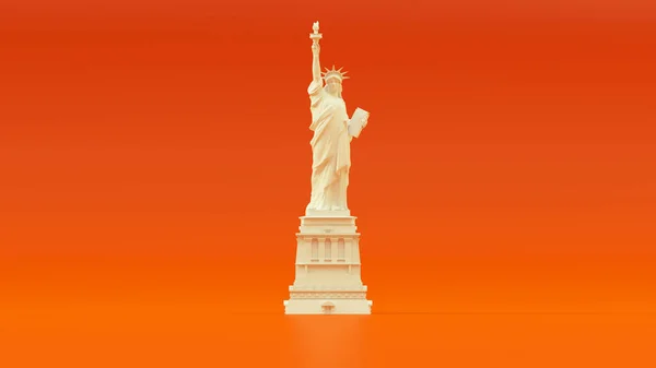 White Orange Statue Liberty Icon Freedom Front View Illustration Render — Stock Photo, Image