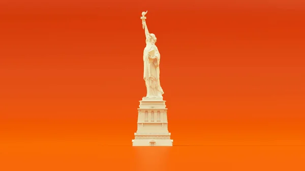 White Orange Statue Liberty Icon Freedom Left View Illustration Render — Stock Photo, Image