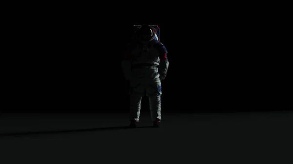 Astronaute Avec Visière Noire Sortie Spatiale Blanche Lumière Arrière Avec — Photo