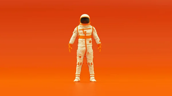 Wit Oranje Spacewoman Spaceman Retro Spacesuit Astronaut Cosmonaut Met Warme — Stockfoto
