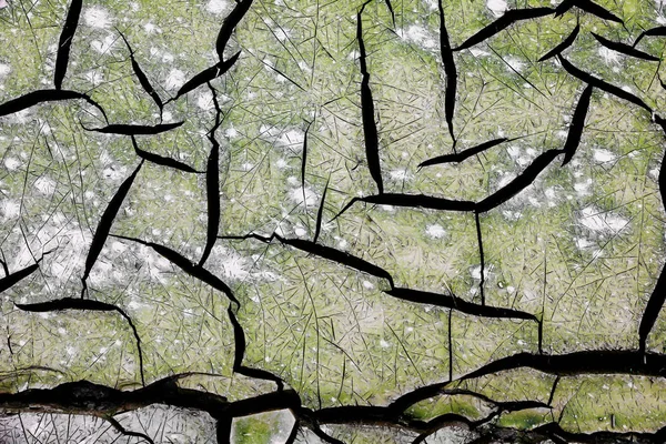 Doku Kırık Dünya Kil Yeşil Beyaz Çatlamak — Stok fotoğraf