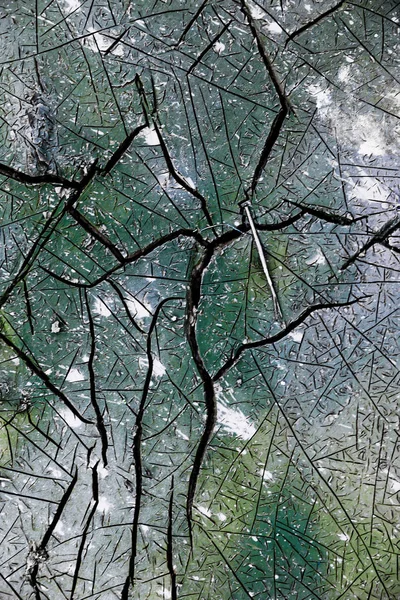 Tekstur Bumi Retak Tanah Liat Hijau Retak Putih — Stok Foto