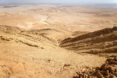 Çöl krater dağ ridge kayalıklarla görünümü, İsrail doğa manzara