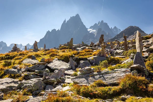 Aiguille du Grepon vrchol hřebene, skalnaté pole — Stock fotografie