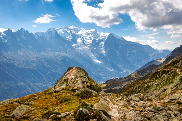 Massif Mont Blanc Κορυφή Βουνό Όμορφη Θέα Στο Τοπίο Chamonix — Φωτογραφία Αρχείου