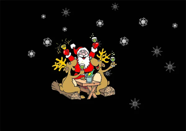 Babbo Natale, anno nuovo, cervo, vacanza — Vettoriale Stock