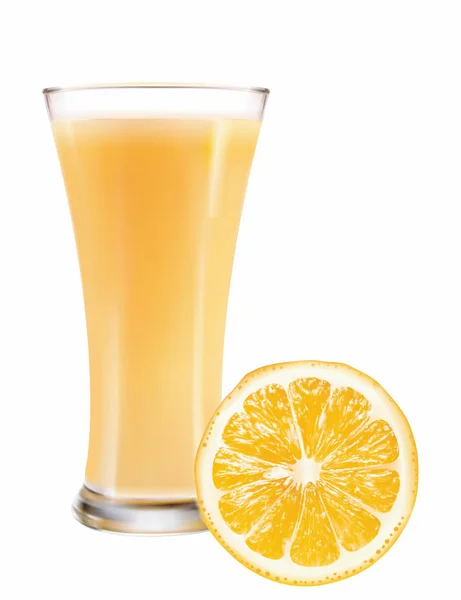 Un vaso de jugo de naranja, jugo fresco — Vector de stock