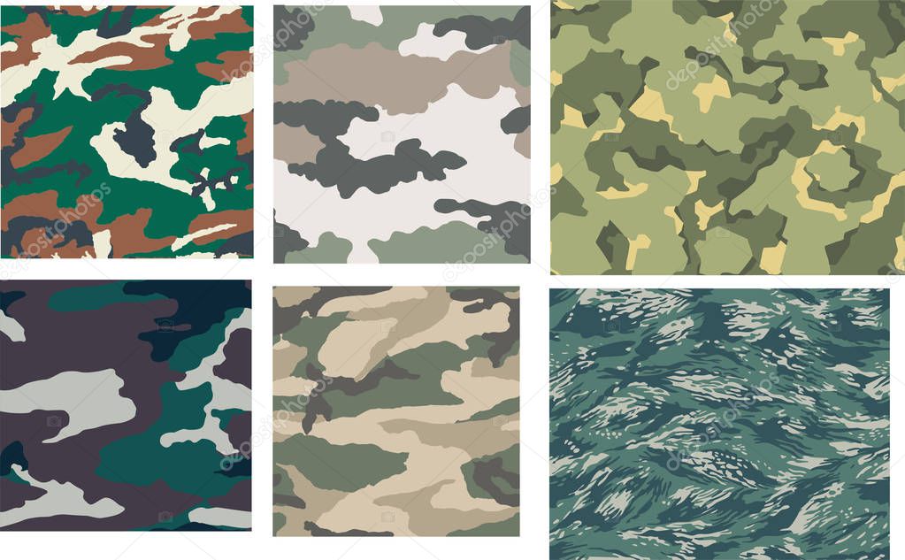 Vector mega set of seamless camouflage
