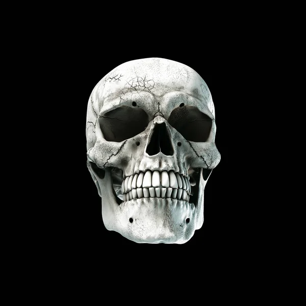 Gerçek insan zengin kafatasında bir siyah arka plan renkleri. Ölüm, korku kavramı. Spooky Halloween bir sembolü. 3D render illüstrasyon.