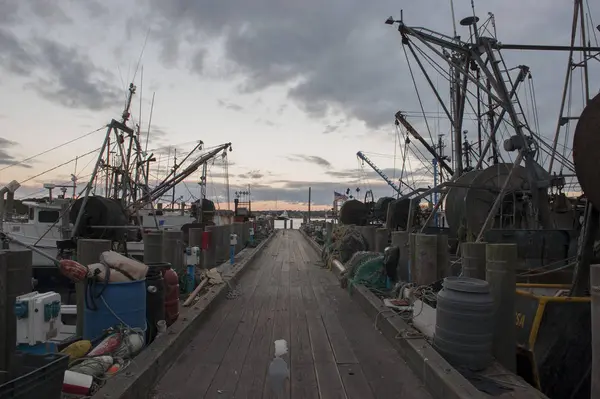 Barcos pesqueros a lo largo del muelle —  Fotos de Stock