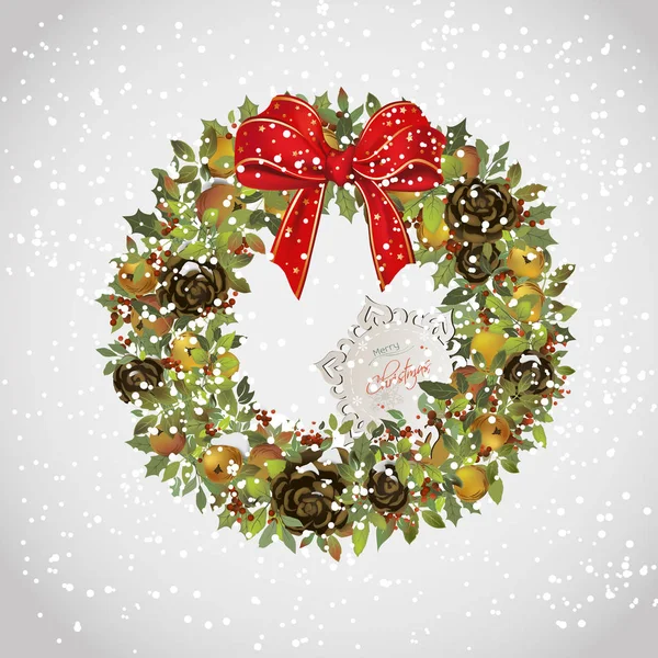 Elma koniler holly ve yay ile Noel çelenk 