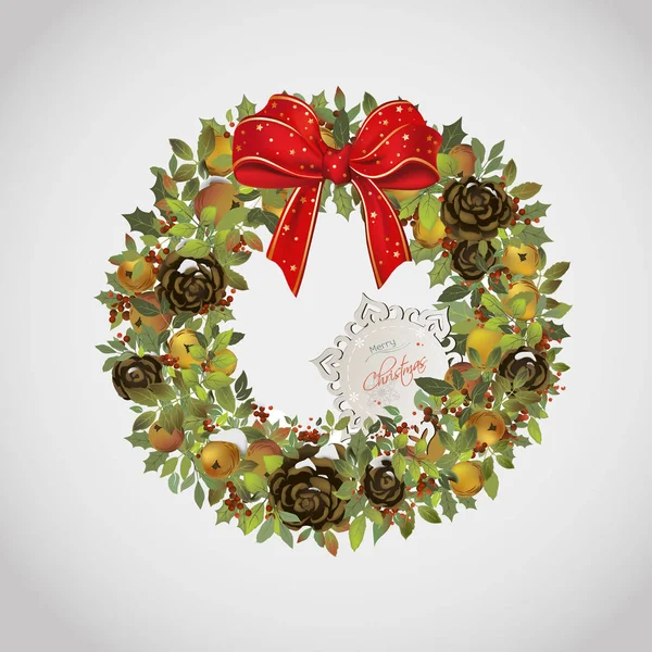 Elma koniler holly ve yay ile Noel çelenk 