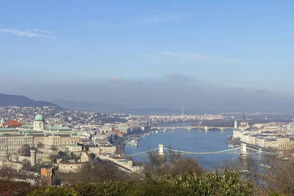 Skyline of Budapest from Gellert Hill — Stock Photo, Image
