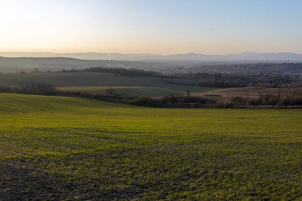 View of the mountains of Buda from Mogyorod — 스톡 사진