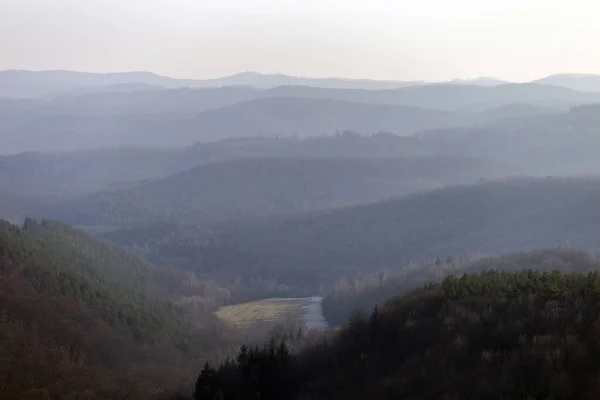 Vista das Montanhas Húngaras do Norte do planalto de Medves — Fotografia de Stock