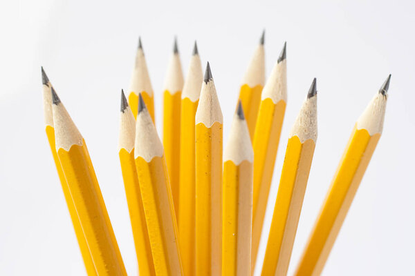 Yellow pencils isolated on white background