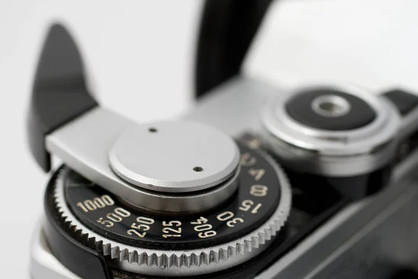 Classic analog single-lens reflex camera isolated on white background — Stock Photo, Image