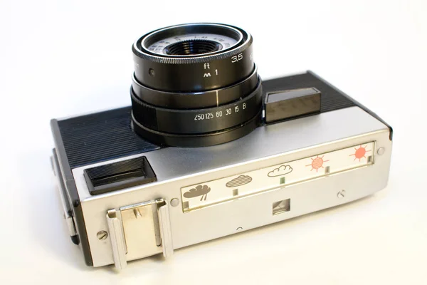 Close up shot of a retro film camera — Stockfoto