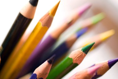 Color pencils with a blurry background