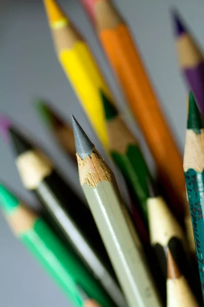 Color pencils with a blurry background — Stok fotoğraf