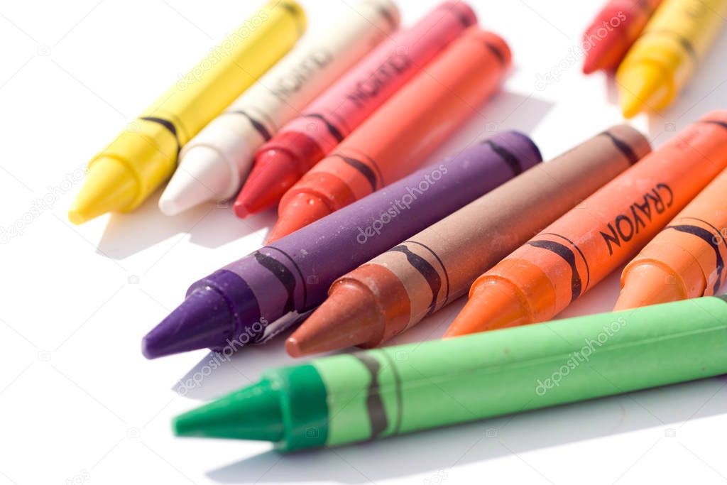 Close up shot of colorful crayons