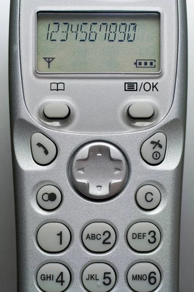 Close up shot of a silver cordless phone — Stock Photo, Image