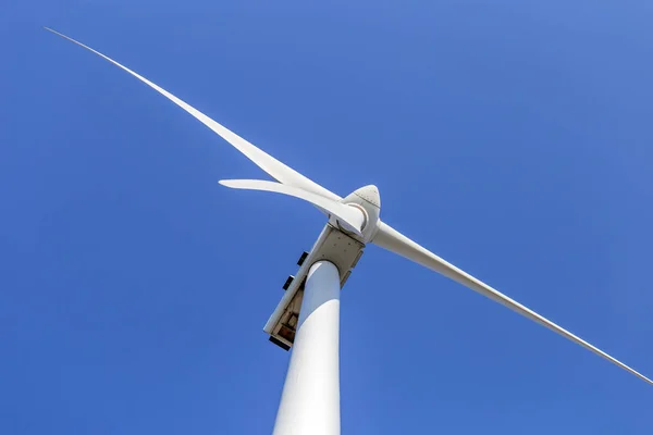 Wind turbine spinning for renewable electricity production — 图库照片