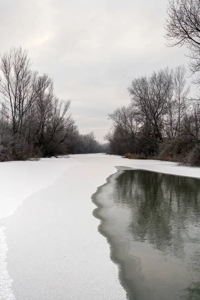 헝가리 칼라스 근처에 다뉴브강 유역의 얼어붙은 — 스톡 사진