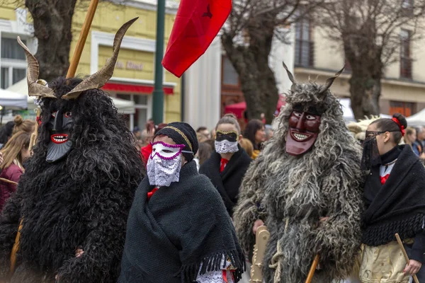 Busojaras Buso Walking Una Celebración Anual Mascarada Del Grupo Étnico — Foto de Stock