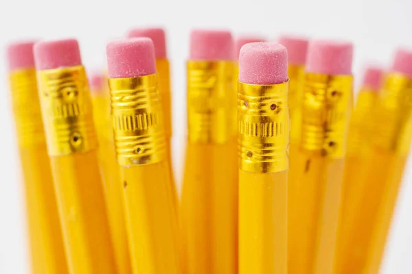 Yellow Pencils White Background Stock Photo