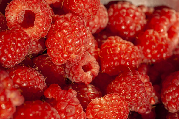 Closeup shot of raspberries in a bowl