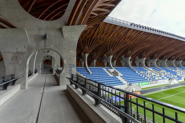 Tribuna Dell Arena Calcio Pancho Felcsut Ungheria Una Giornata Invernale — Foto Stock