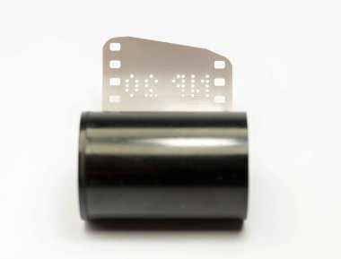 Old camera film on isolated white background.