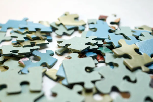 Blue Puzzle Pieces White Background — 스톡 사진