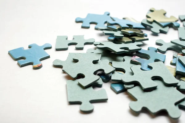 Blue Puzzle Pieces White Background — Stock Photo, Image