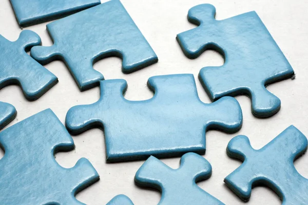 Blue Puzzle Pieces White Background — 스톡 사진