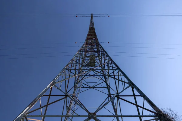 Poste Alta Tensão Torre Alta Tensão Hungria — Fotografia de Stock