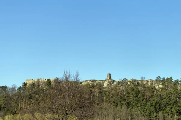 Vista Distanza Del Castello Nograd Ungheria Una Giornata Primaverile — Foto Stock