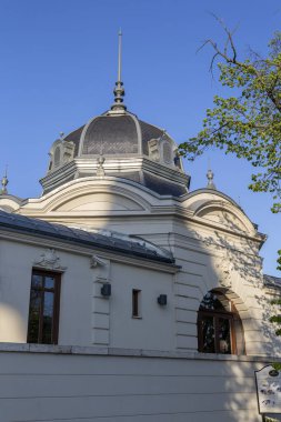 Budapeşte, Macaristan - 04: 14: 2020: Budapeşte, Macaristan 'daki Şehir Parkı Buz Pisti Girişi.