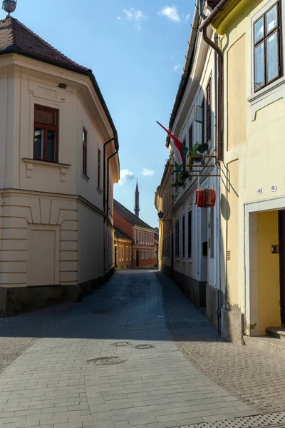 Leere Straße Eger Ungarn Einem Frühlingsabend — Stockfoto